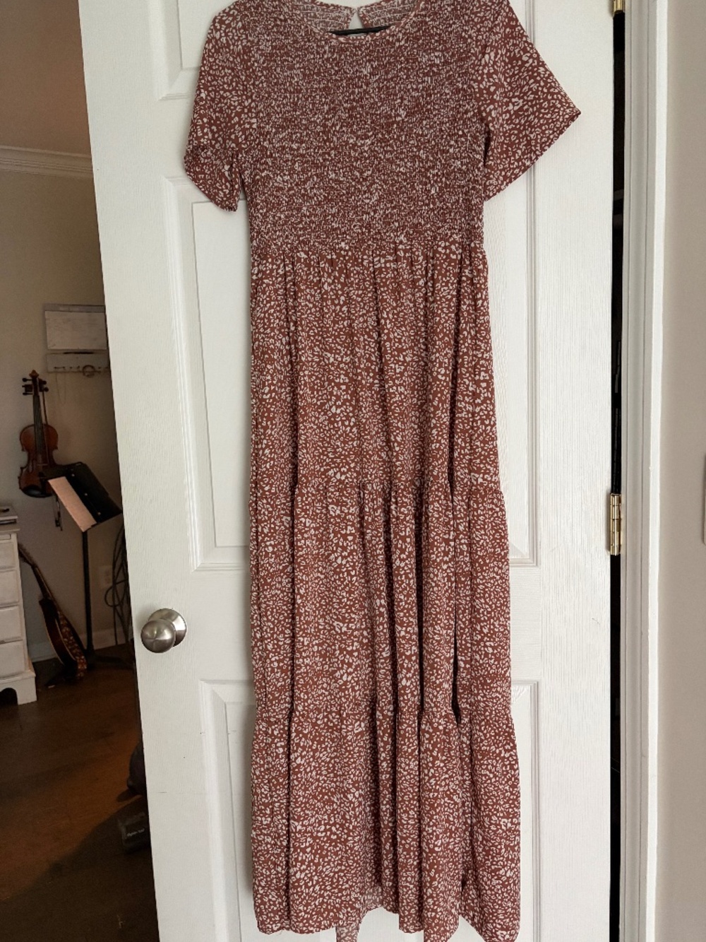 Brown and white cheetah print maxi dress